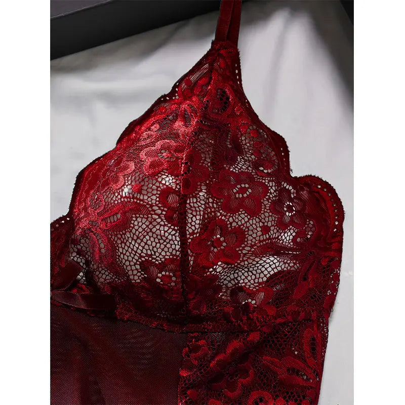 Sleeping See Through Sleepwear Thin Halter Nightdress And Thong Set