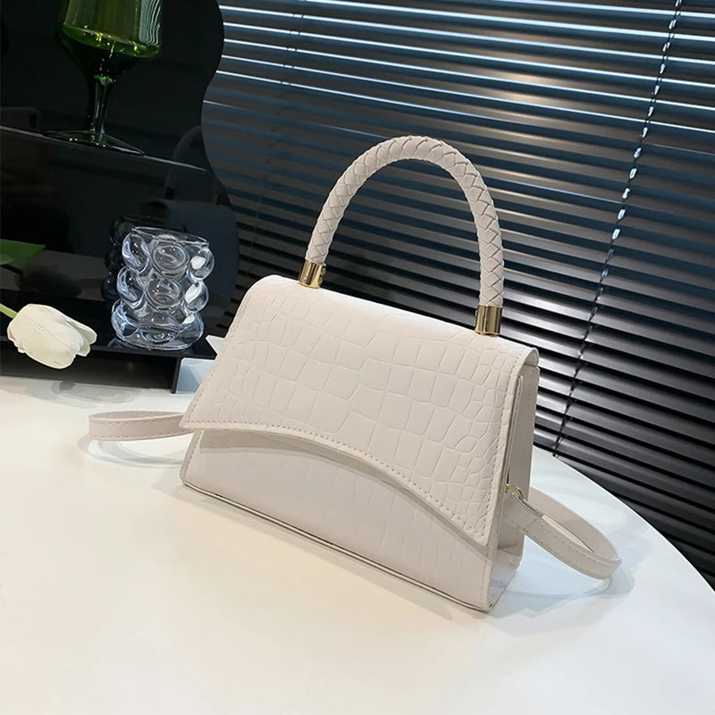 Western Style Shoulder Bag Crocodile Pattern Small Square Bag Handbag