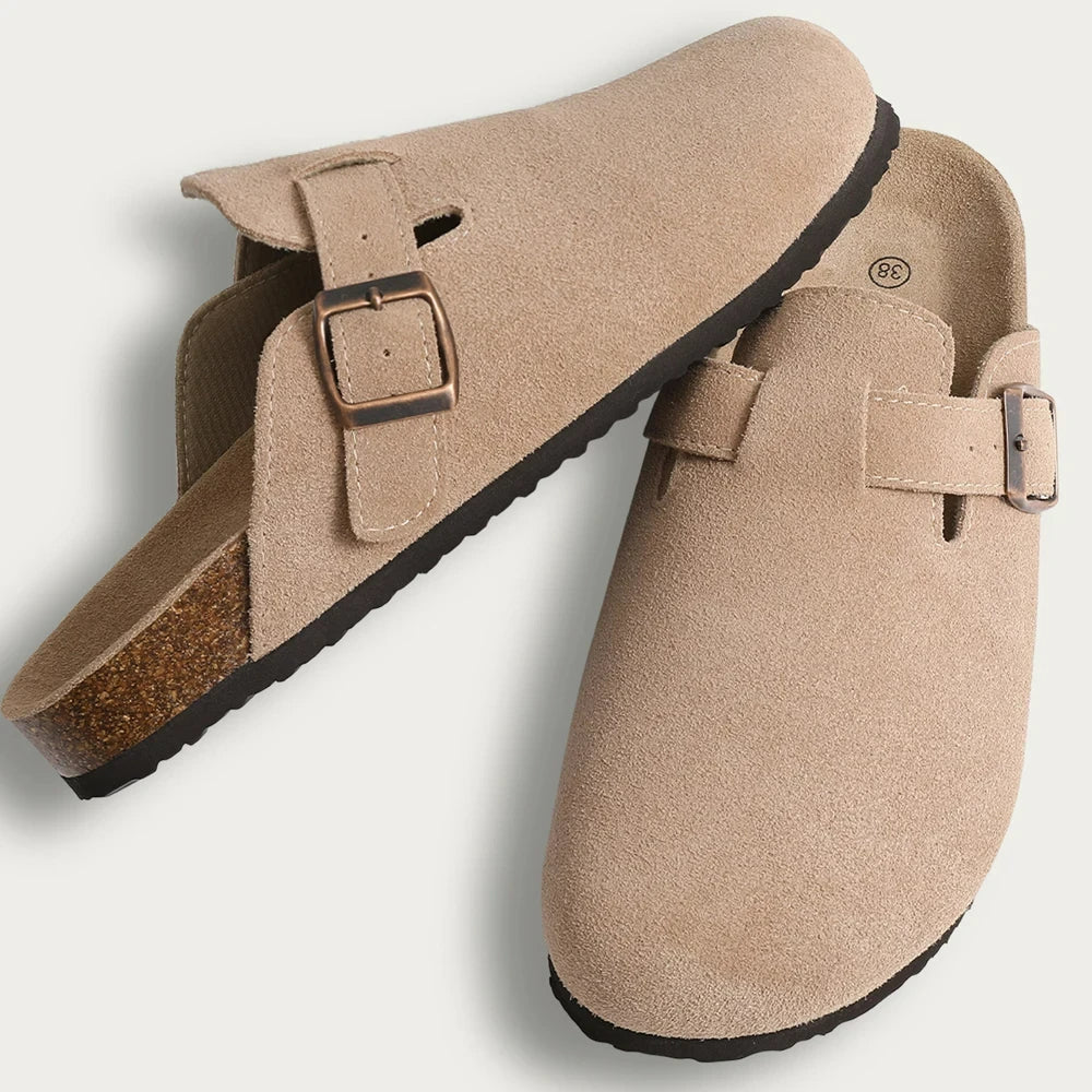 Crestar Cork Suede Mules Clogs Classic Cork Antislip Outdoor Slippers With Arch Support