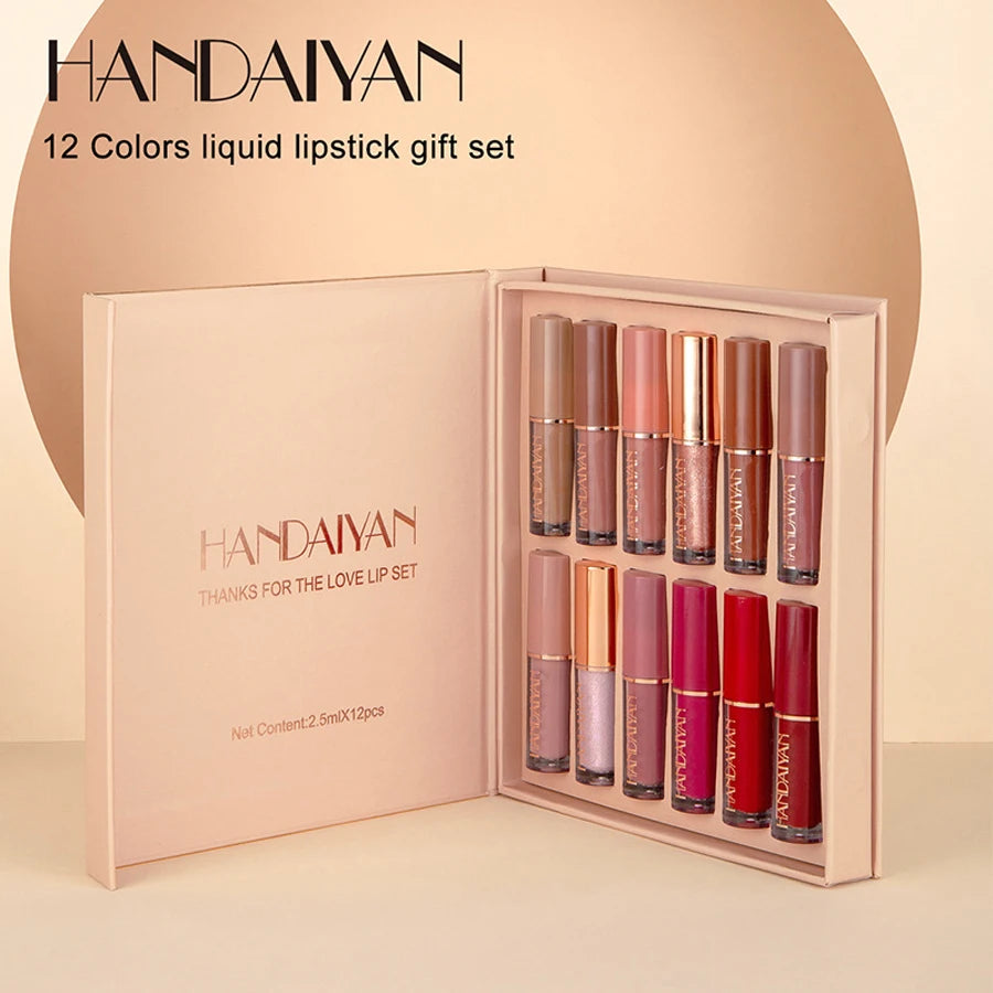 Matte Lip Gloss Set 12 Color Lipstick Smooth And Lasting Display Lip Gloss Waterproof Moisturizing Lipstick