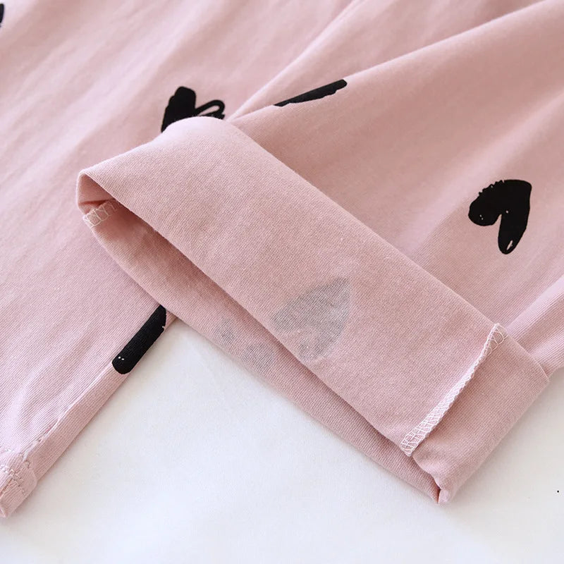 New Spring/Summer Women's Sleeping Pants 100% Pure Cotton Knitted Love Pants Straight Leg Casual Home Pants Lounge Wear