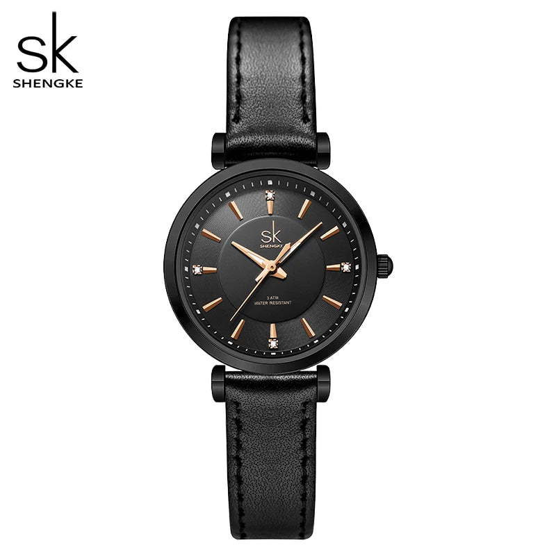 Relogio Feminino Shengke sk Fashion Women Watches Rose Golden Stainless Steel Woman's Quartz Wristwatches Ladies Colorful Clock