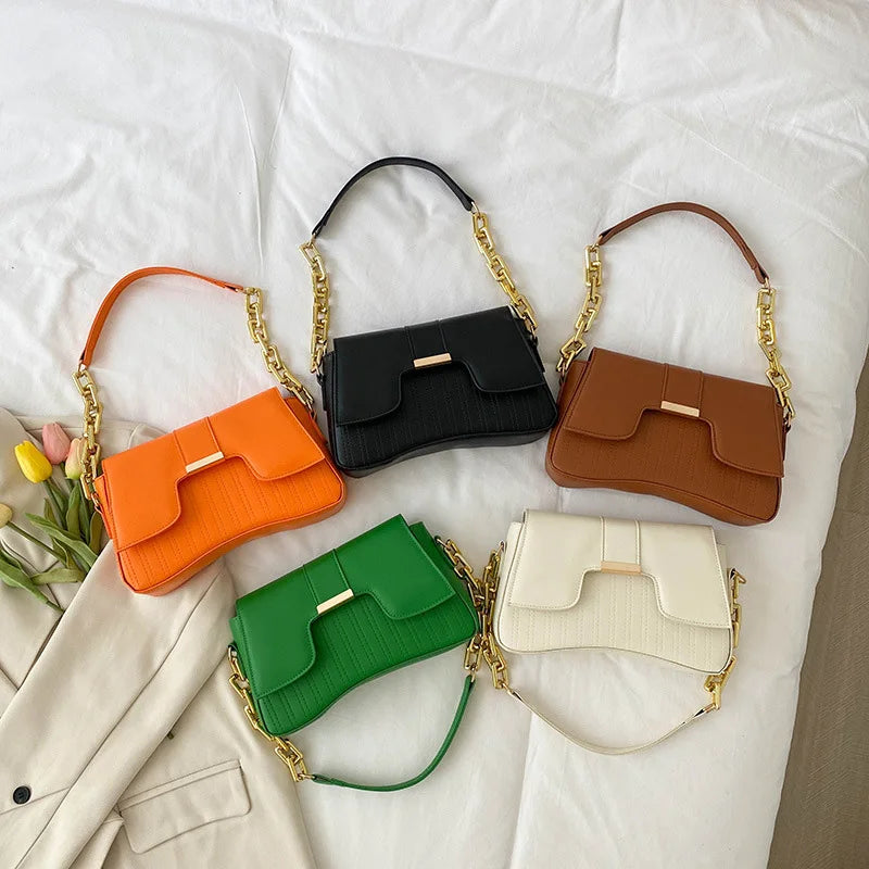 Stylish Casual Solid PU Leather Sholder Bags