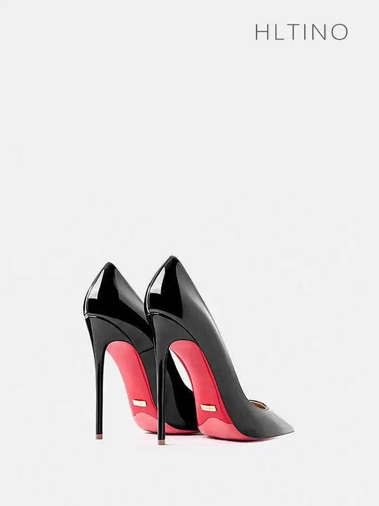 Women's heels 2025 trend Leather Luxury Pumps Red Bottom Pointed Toe High Heels Elegant Stiletto Party Ladies Shoes Woman 12cm
