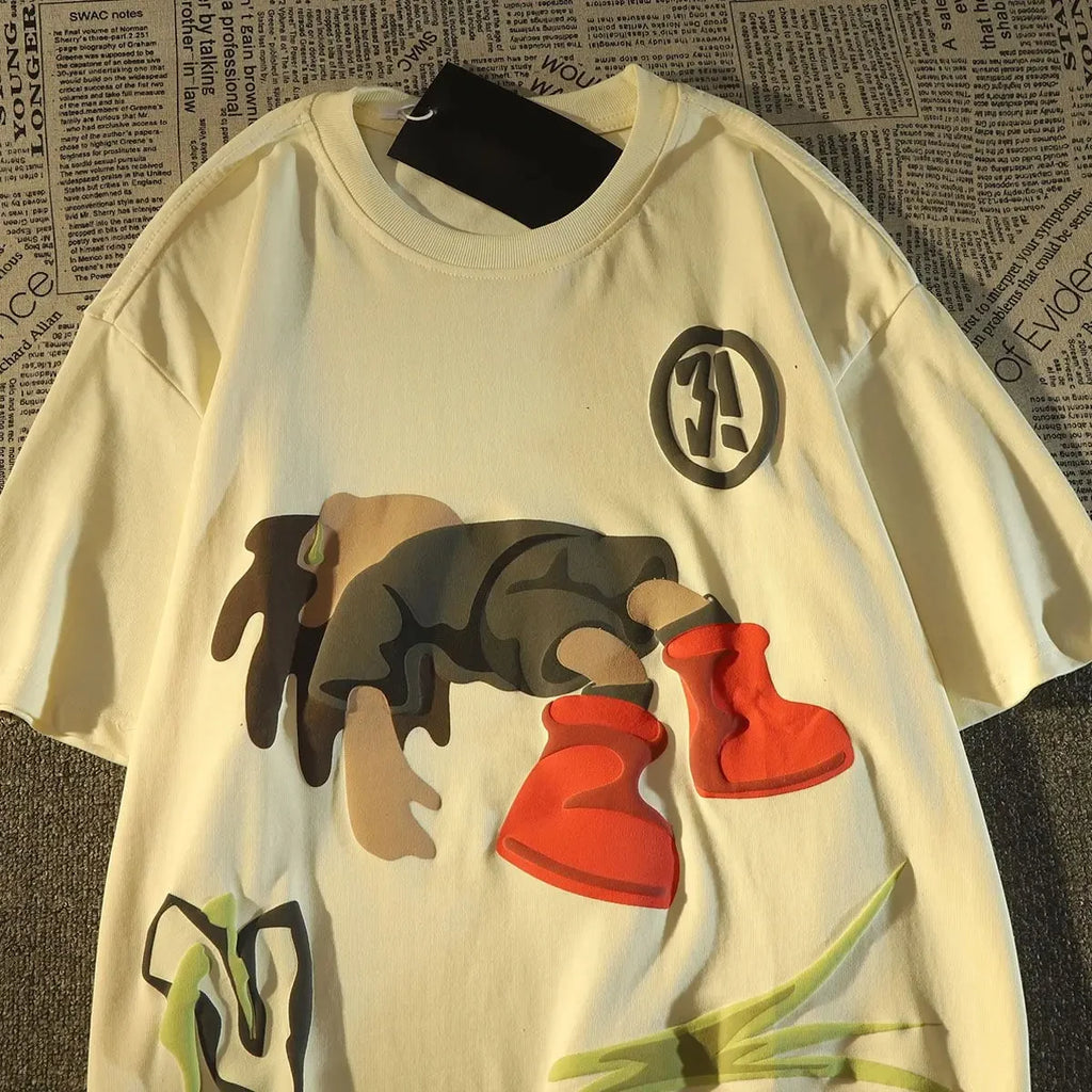 Shirt High Street Casual Short Vintage Men T-Shirt