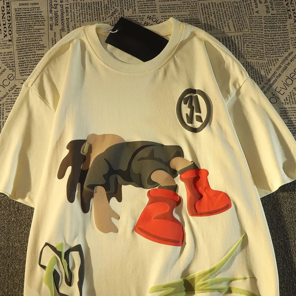 Shirt High Street Casual Short Vintage Men T-Shirt