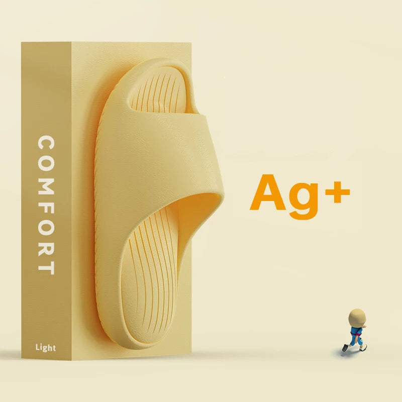 Summer Women Thick Slippers Sole Beach Slides Bathroom Anti-Slip Soft Sandals Fashion Ladies Cloud Shoes men slipper