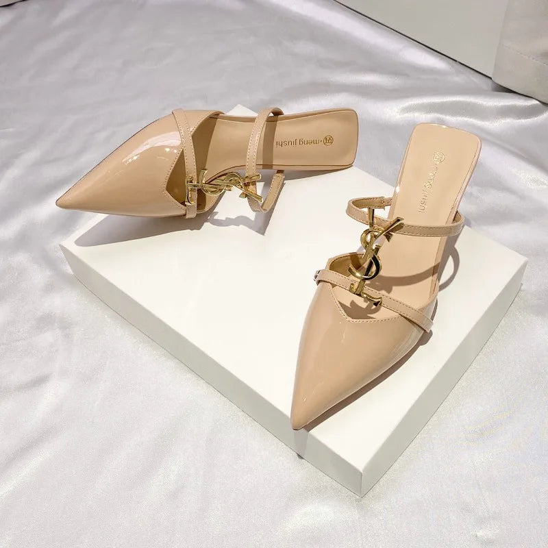 Summer Luxury Women's Metal Decoration Pointed Stilettos Party Sexy High Heels Brand Designer Women's High Heel Sandals