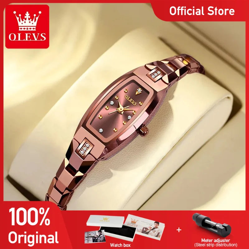 OLEVS 5501 Ladies Watch Luxury Elegant Fashionable Tungsten Steel Quartz Wristwatch Waterproof Watches For Women Set Reloj