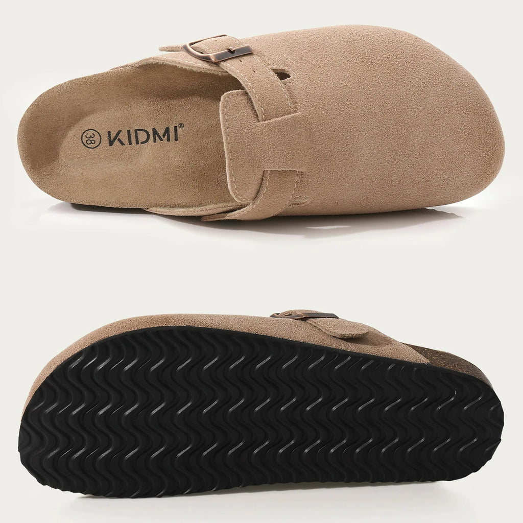 Crestar Cork Suede Mules Clogs Classic Cork Antislip Outdoor Slippers With Arch Support