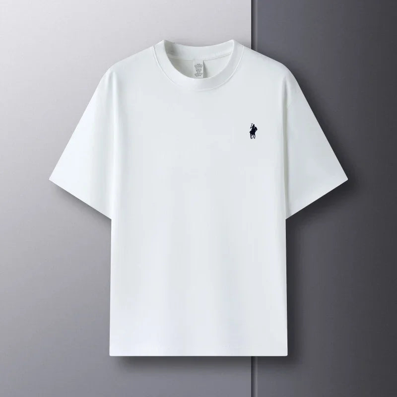 100% pure cotton short sleeve round neck men's T-shirt hot selling luxury brand summer exquisite pony embroidery breathable top