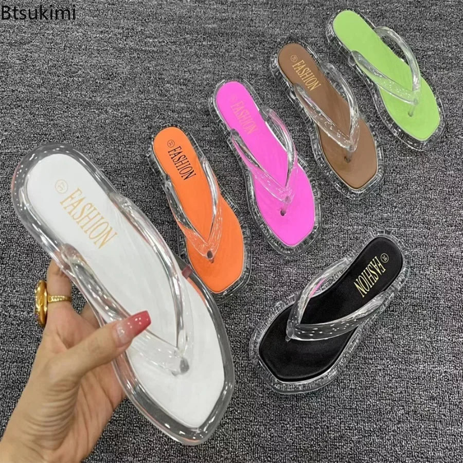 Women's Summer Candy Color Flip Flops Fashion All Match Outdoor Casual Flat Slippers Ladies Soft Soled Beach Sandal Women Slides