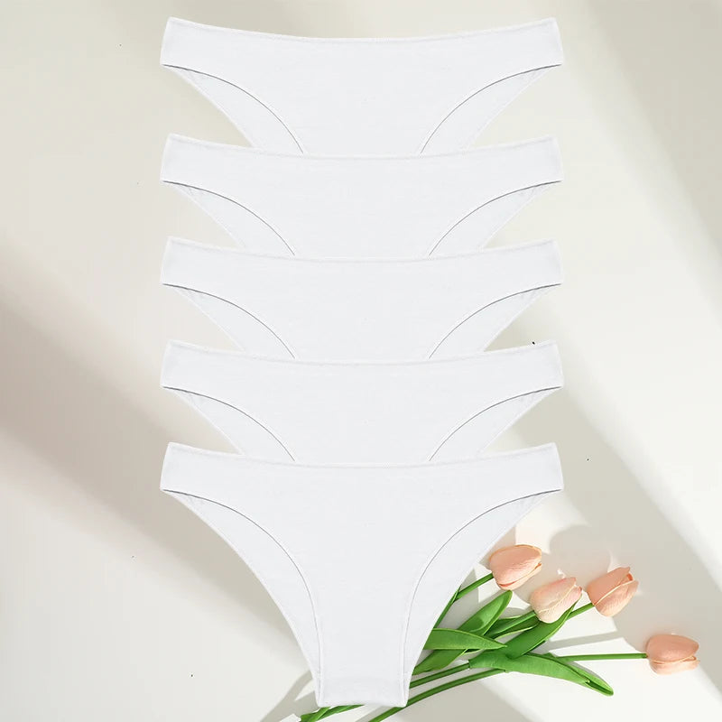 FINETOO 5PCS/Set M-XXL Panties Women Cotton Lingerie Woman Underwear Sexy Femme Underwear Girls Under pant Panty 7 Solid Colors