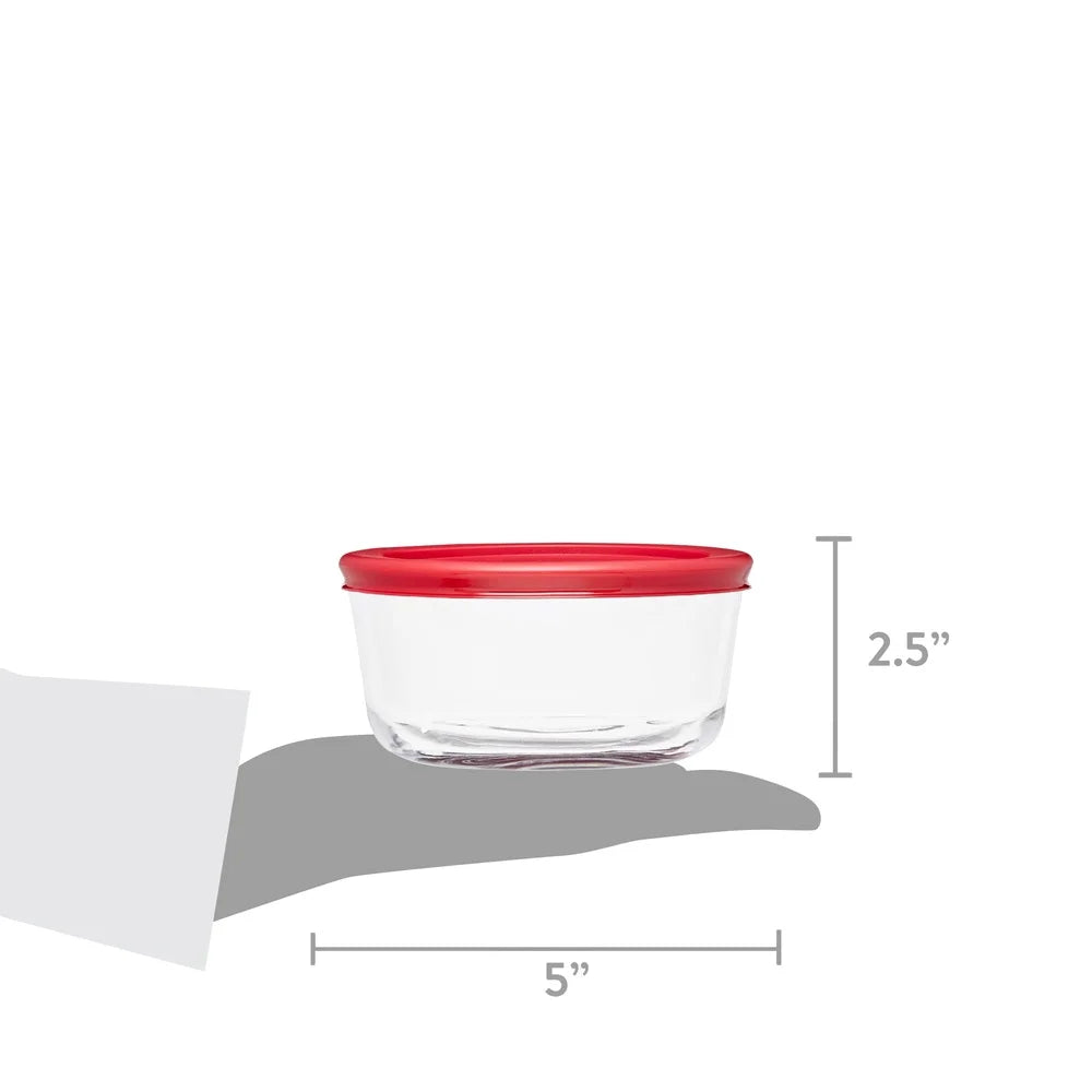 14-Piece Clear Glass Food Storage Containers Set Non-Toxic Stackable Microwave Dishwasher Freezer Safe Red Lids Ideal Kitchen