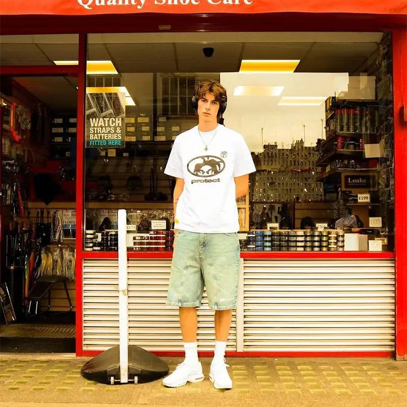 Men T-Shirt Oversized 100% Cotton Tops Graphic Short Sleeve T-Shirt