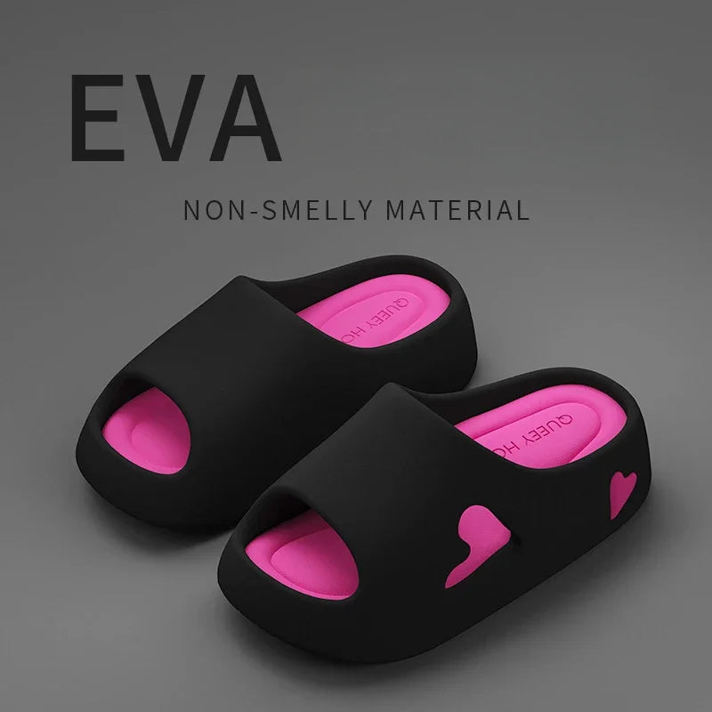 House Slipper Flip Flop Women Love Heart Platform Cloud Outdoor Indoor Summer Soft Sandal Slides Ladies Home Hotel Shoe Flat EVA