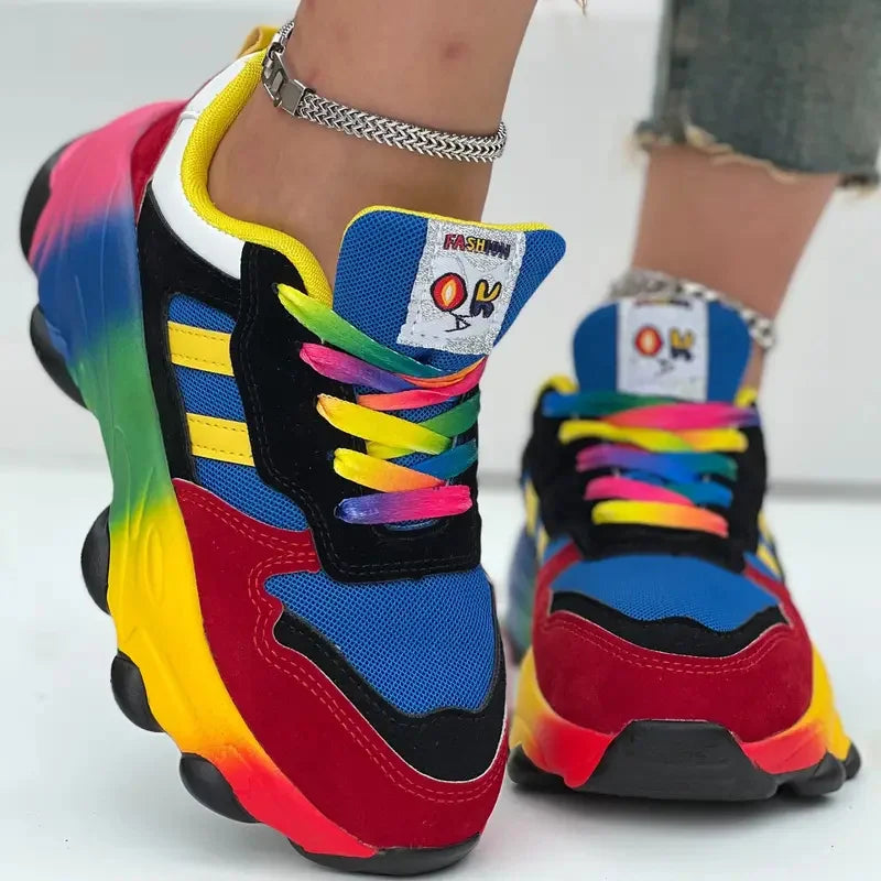 Women Sneakers Fashion Running Colorful Casual Sneakers Women Comfort Lace Up Outdoor Platform Shoes for Women Zapatos De Mujer