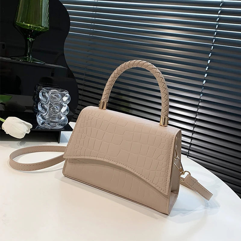 Western Style Shoulder Bag Crocodile Pattern Small Square Bag Handbag