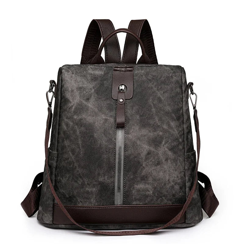 Anti Theft Backpack Female Lightweight PU Leather Rucksacks Large Shoulder Bags