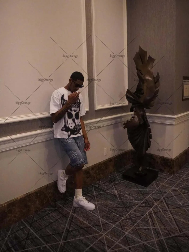 Graphic Cartoon Printed Oversized Pure Cotton Short Sleeves T-Shirt