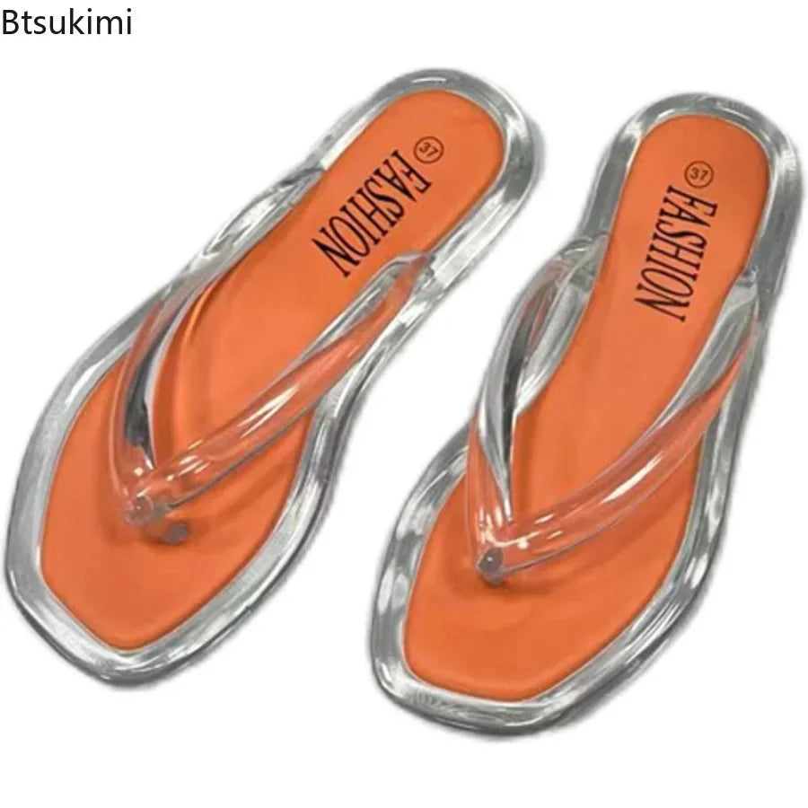 Women's Summer Candy Color Flip Flops Fashion All Match Outdoor Casual Flat Slippers Ladies Soft Soled Beach Sandal Women Slides
