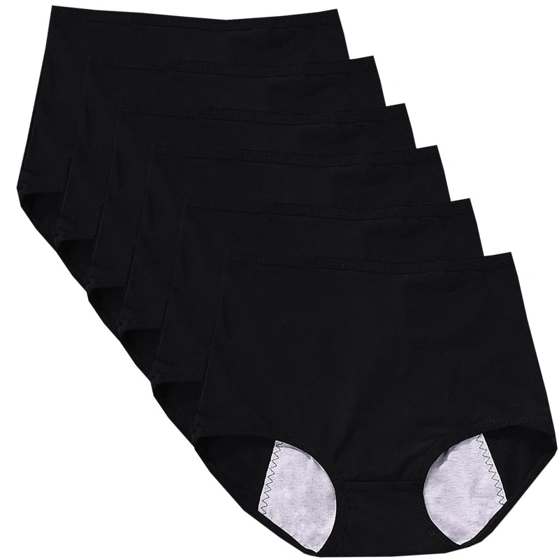 6pcs Girl Menstrual Panties Women's Physiological Briefs Ladies Period Leak Proof Panty High Waist Cotton Underwear