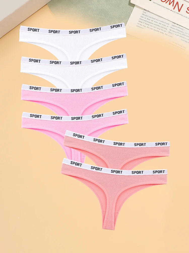 6PCS Cotton Seamless Thong Sexy Sport Brand Panties Low Waist Underwear