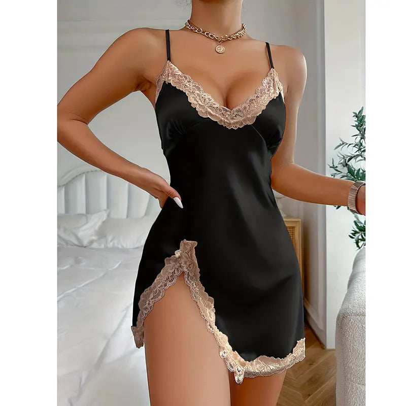 Erotic Hot Dresses Exotic Pajamas Women's Sexy Lace Nightdress Women's Bow Lingerie Pajamas Set Babydoll Costumes Sex Sleepwear