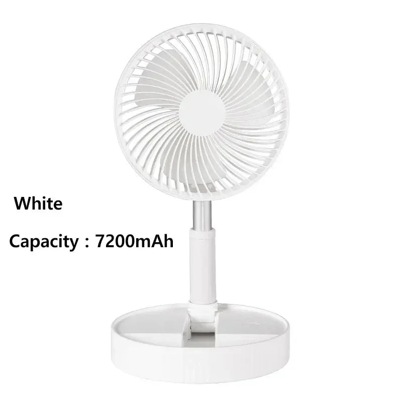 7200mAh USB Rechargeable Portable Folding Fan Floor Low Noise Fan for Outdoor Home Wireless Fan 4 Speed Camping Portable Fans
