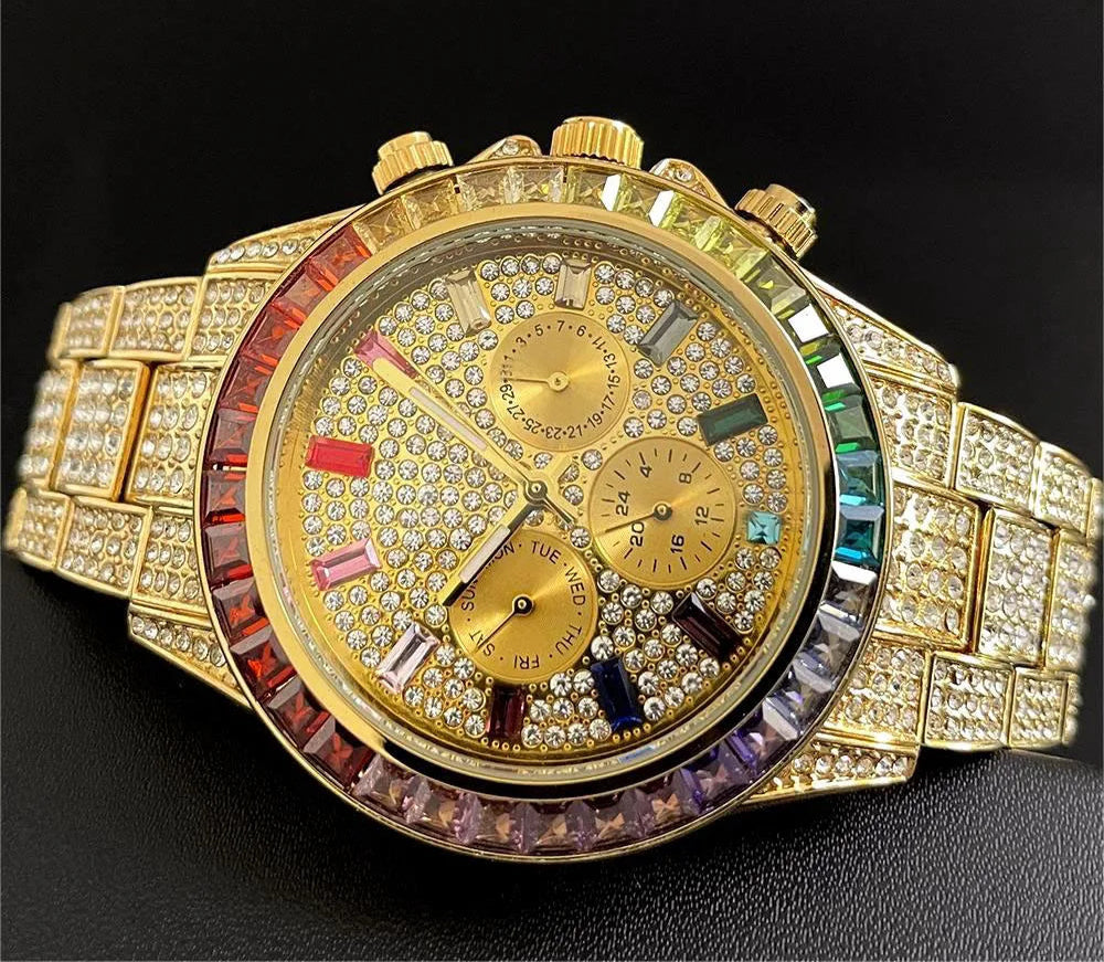 Luxury Stainless Steel Diamond Quartz Wristwatch