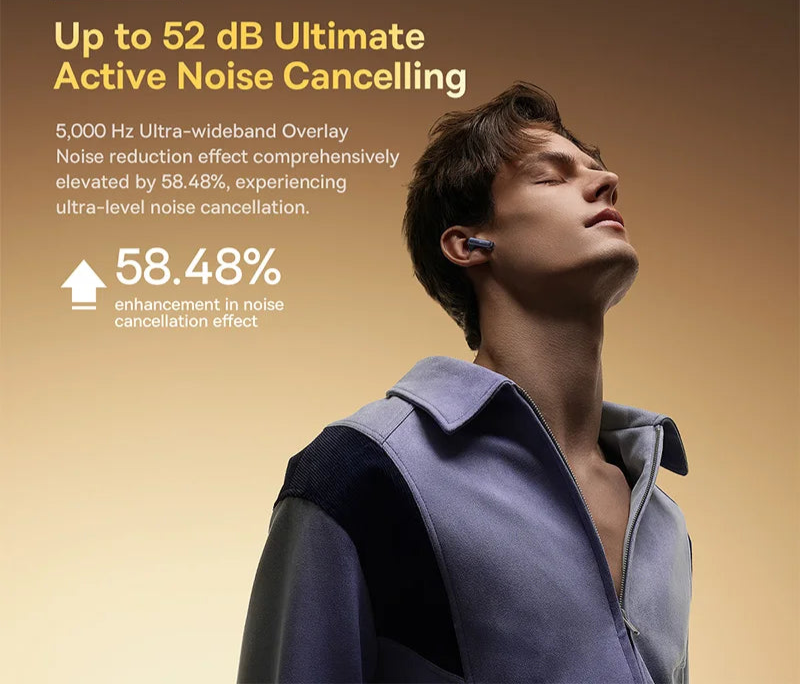 Baseus Bowie M2s Ultra Wireless Earphones Smart Screen 52dB Noise Cancelling Bluetooth 5.4 Headphones 3D Audio Spatial Earbuds
