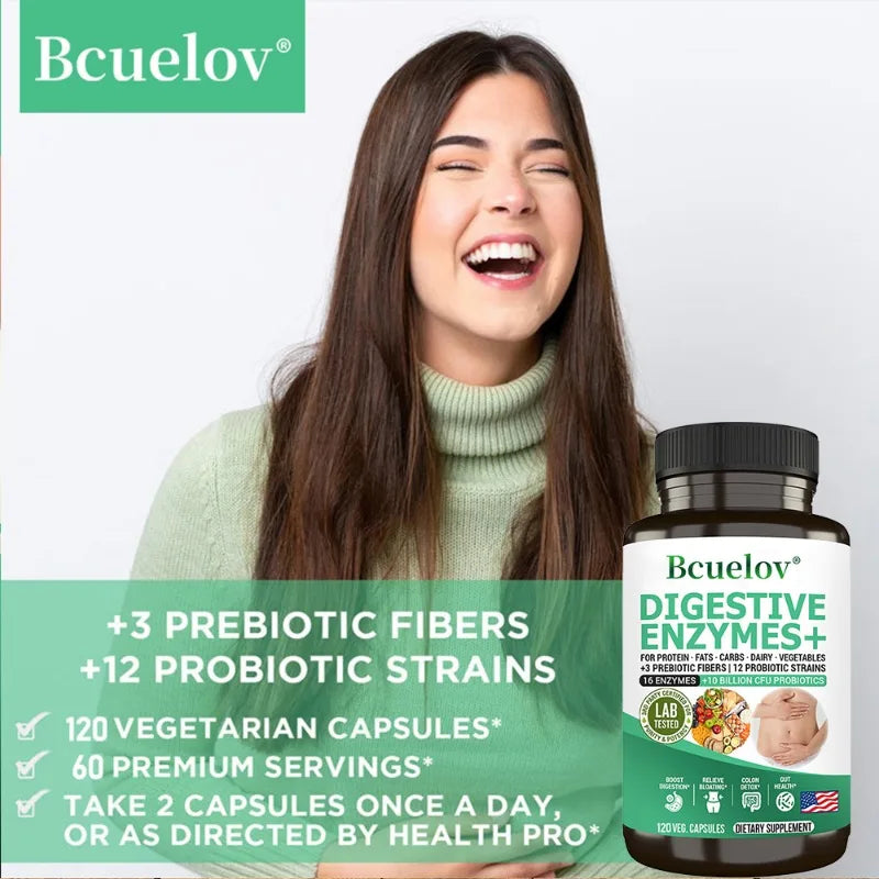 Probiotic Enzymes + Prebiotics & Digestive Enzymes, Promotes Healthy Gut Flora, Relieves Gas, 120 Capsules