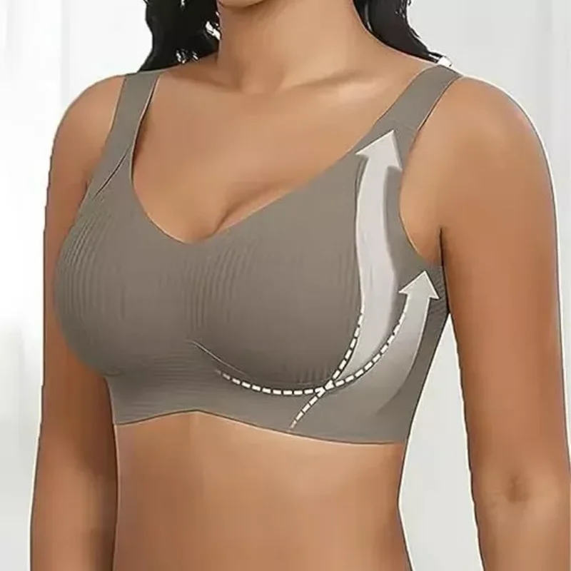 Women's Big Chest Underwear Seamless  Anti-Sagging Bra Adjustable Full Cup Bra Comfortable Wireless Lingerie Summer Sports Bras