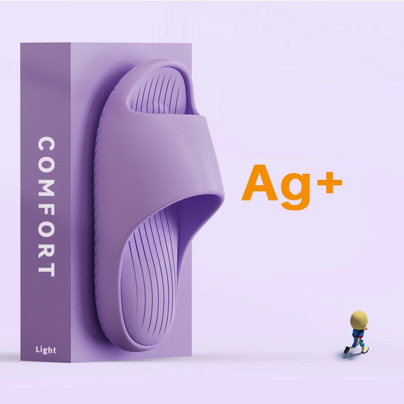 Summer Women Thick Slippers Sole Beach Slides Bathroom Anti-Slip Soft Sandals Fashion Ladies Cloud Shoes men slipper