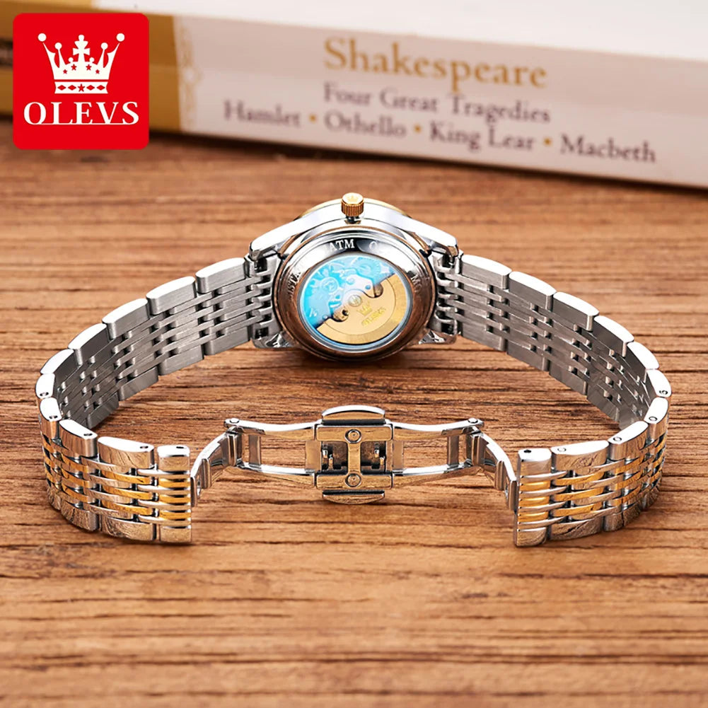 OLEVS 6630 Ladies Watch Luxury Elegant Automatic Mechanical Watch Waterproof Luminous  Stainless Steel  Date Watch For Women Set
