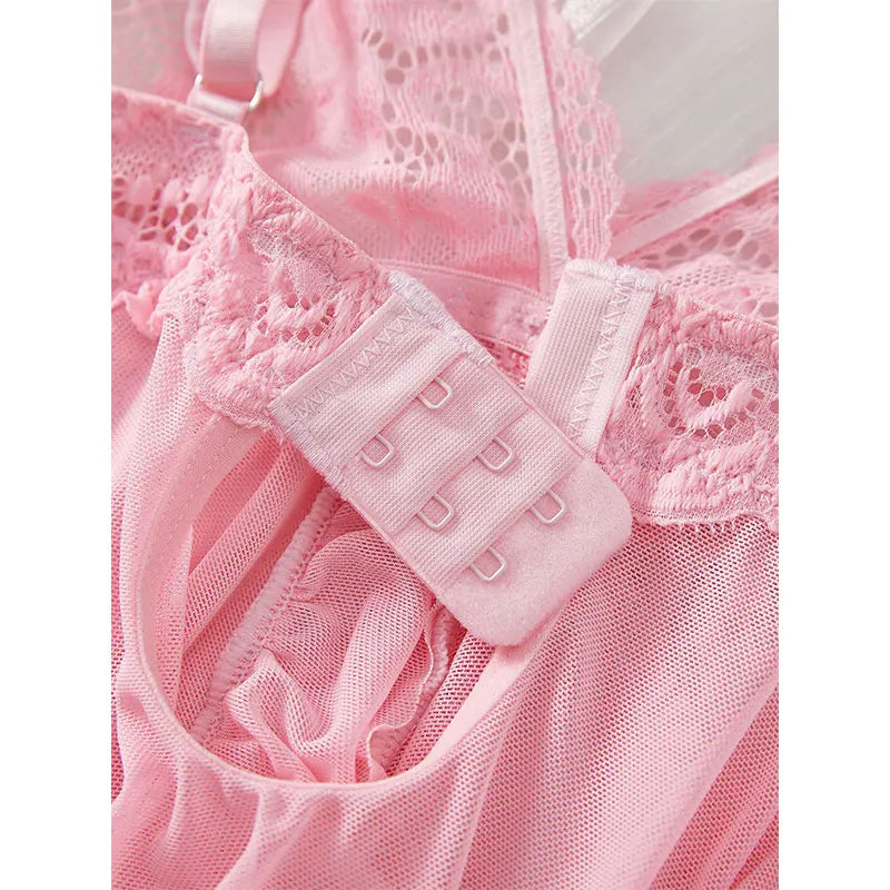 Lace Sleeping Nightgown Set Sleeveless