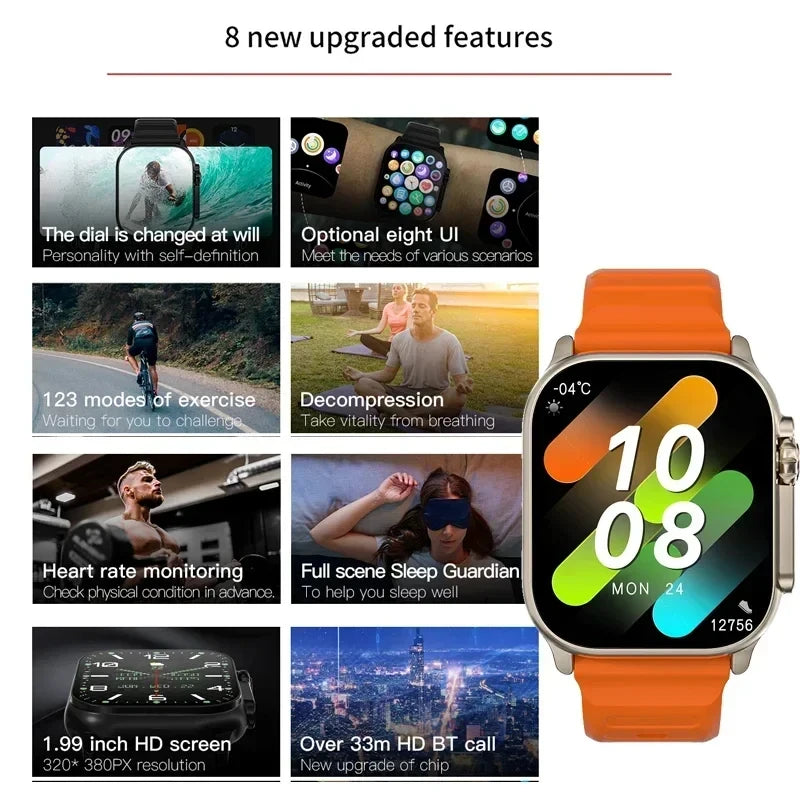 Ultra Smart Watch Men 49mm Series 9 AMOLED Screen NFC Compass Waterproof For Apple Watch IWO Ultra 9 Call Smartwatch