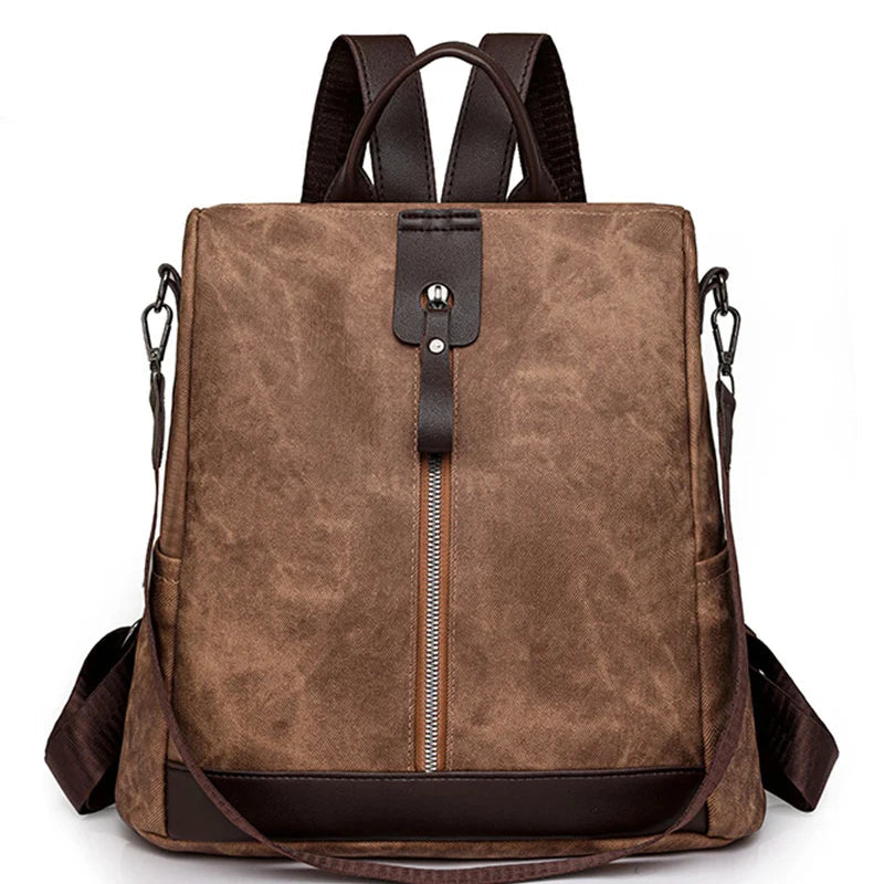 Anti Theft Backpack Female Lightweight PU Leather Rucksacks Large Shoulder Bags