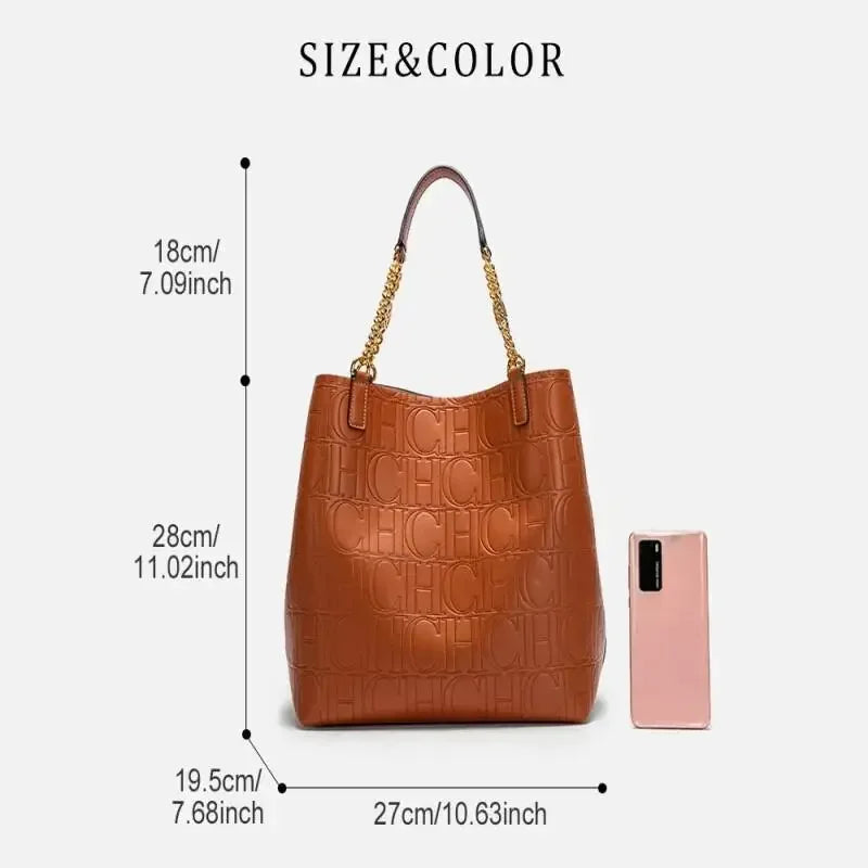 CH Women's Large-capacity Tote Bag Superior Sense of Solid Colour
