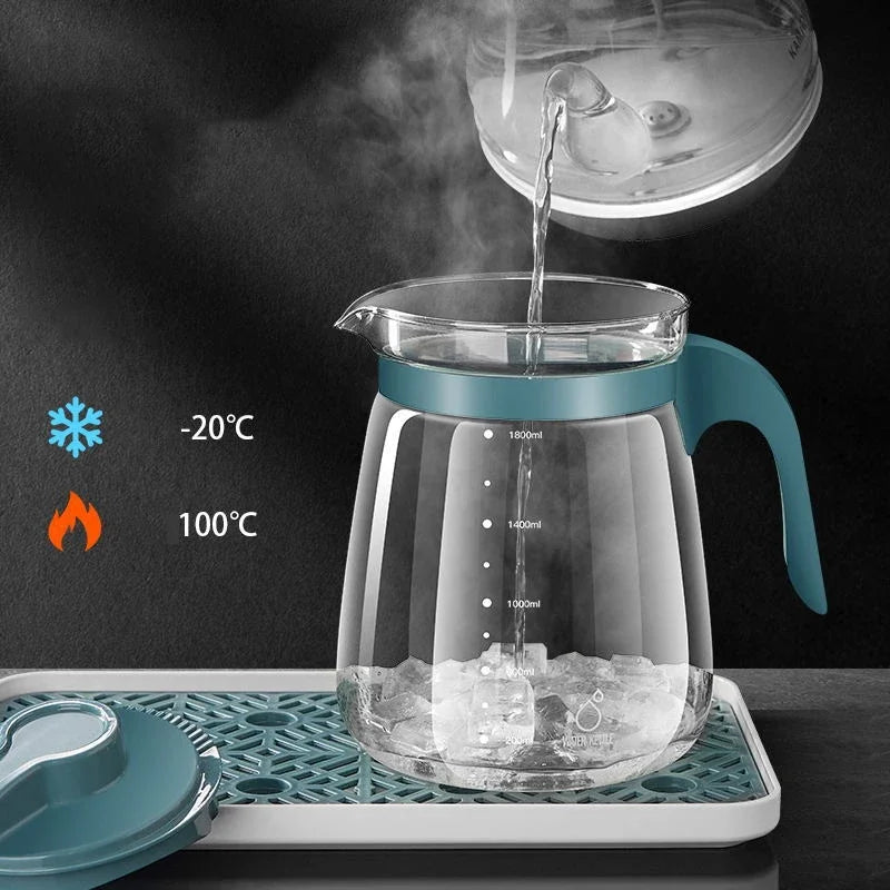 Transparent Teapot High Borosilicate Glass Heat-Resistant Large Capacity Tea Pot Coffee Juice Ice Water Kettle for Office Home