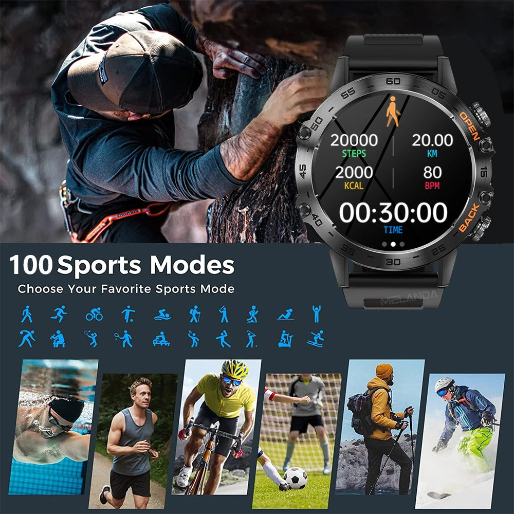 1.39 inch New Bluetooth Call Smart Watch Men Sports Fitness Tracker IP67 Waterproof Smartwatch for Android IOS 400mAh