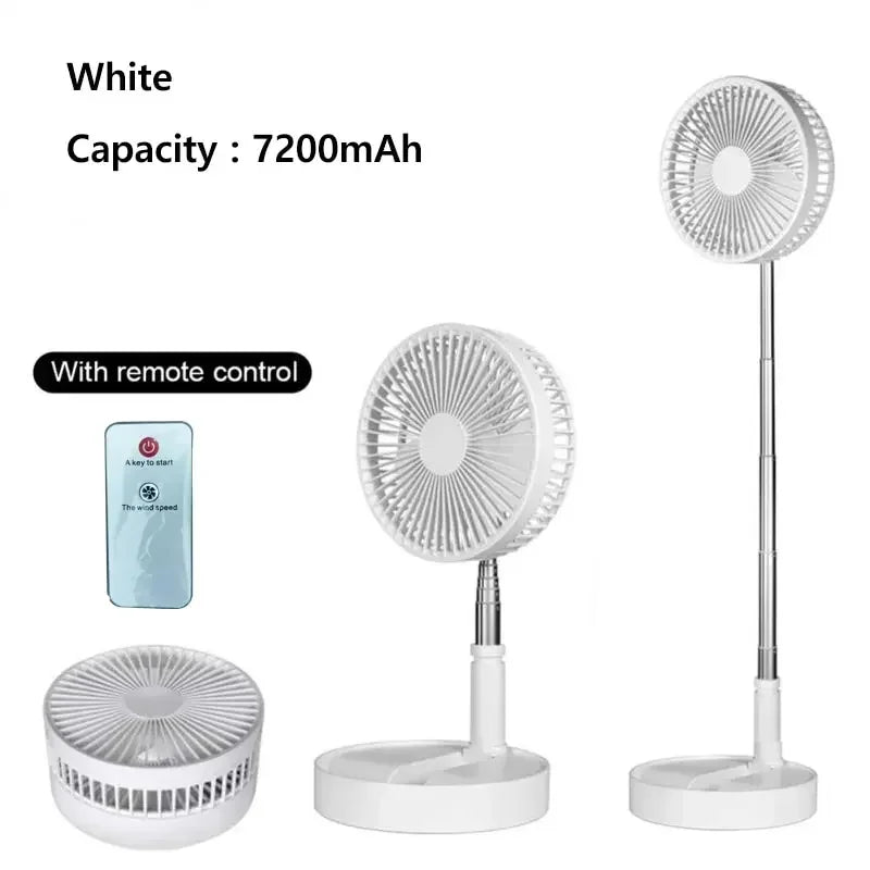 7200mAh USB Rechargeable Portable Folding Fan Floor Low Noise Fan for Outdoor Home Wireless Fan 4 Speed Camping Portable Fans