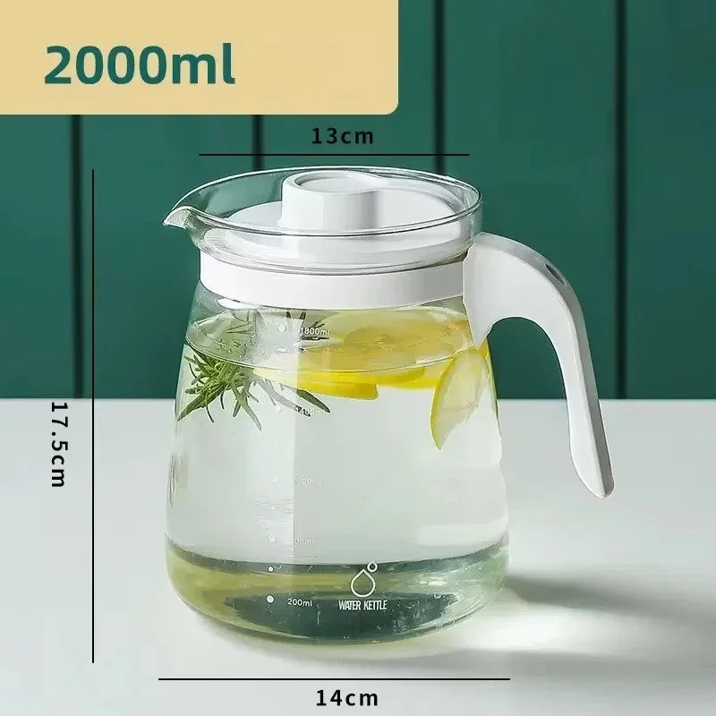 Transparent Teapot High Borosilicate Glass Heat-Resistant Large Capacity Tea Pot Coffee Juice Ice Water Kettle for Office Home