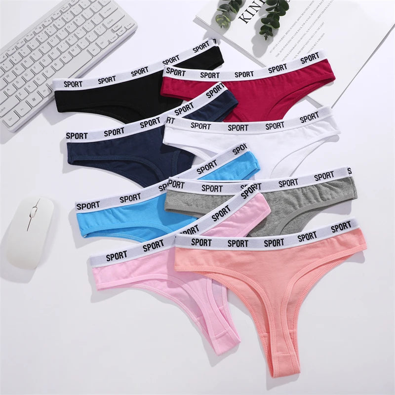 6PCS Cotton Seamless Thong Sexy Sport Brand Panties Low Waist Underwear