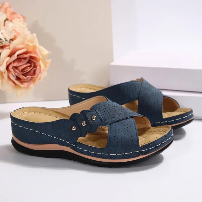 Fashion Woman Shoes Sandals Wedge Shoes For Women Outdoor Slip On Women's Sandals Retro Female Heeled Sandals Footwear