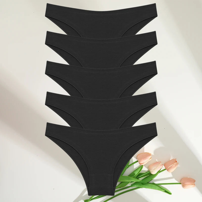 FINETOO 5PCS/Set M-XXL Panties Women Cotton Lingerie Woman Underwear Sexy Femme Underwear Girls Under pant Panty 7 Solid Colors