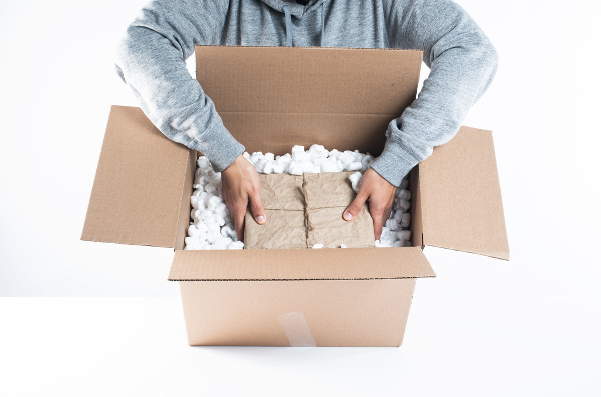 Package being prepared for shipping
