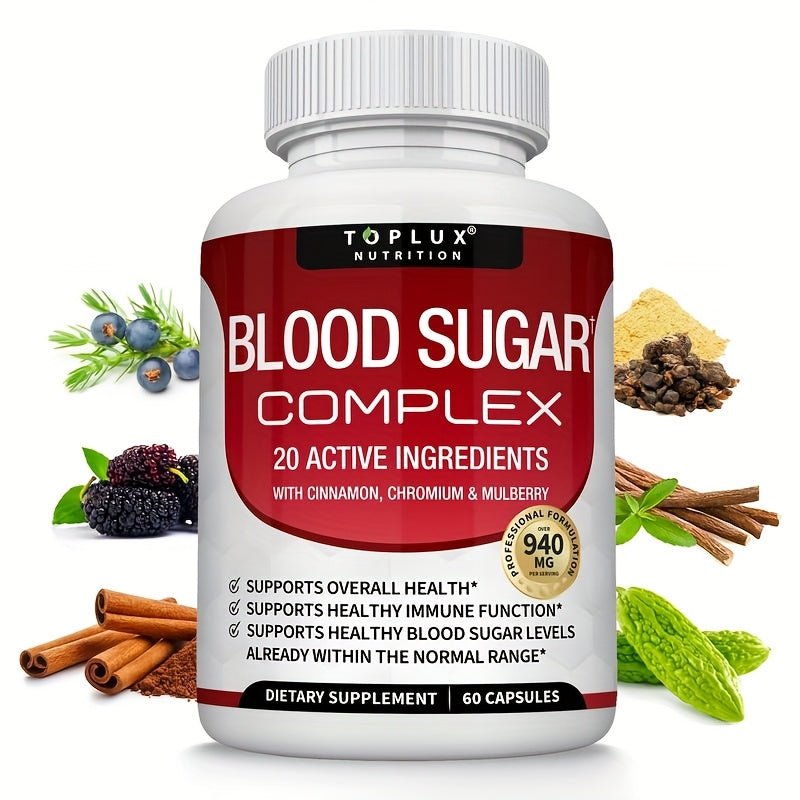 Blood Sugar Complex 20 Active Ingredients for Healthy Blood Sugar Support  60 Capsules