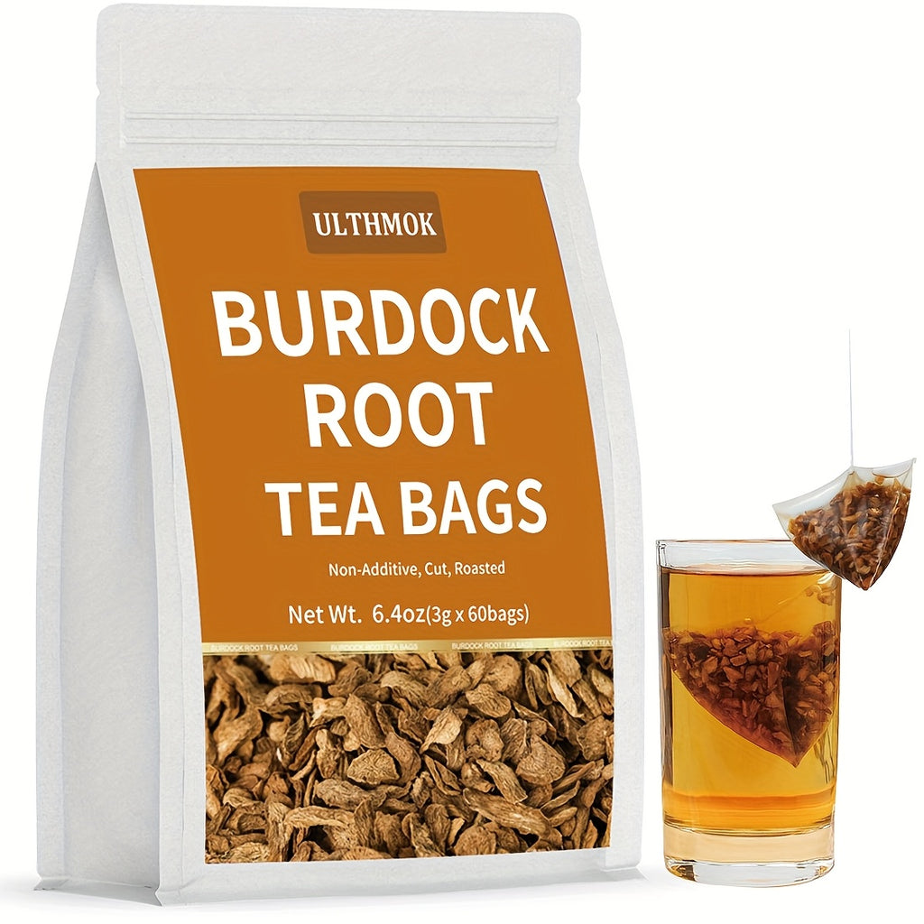 Premium Burdock Root Tea Bags  60 Count  CaffeineFree Herbal Tea