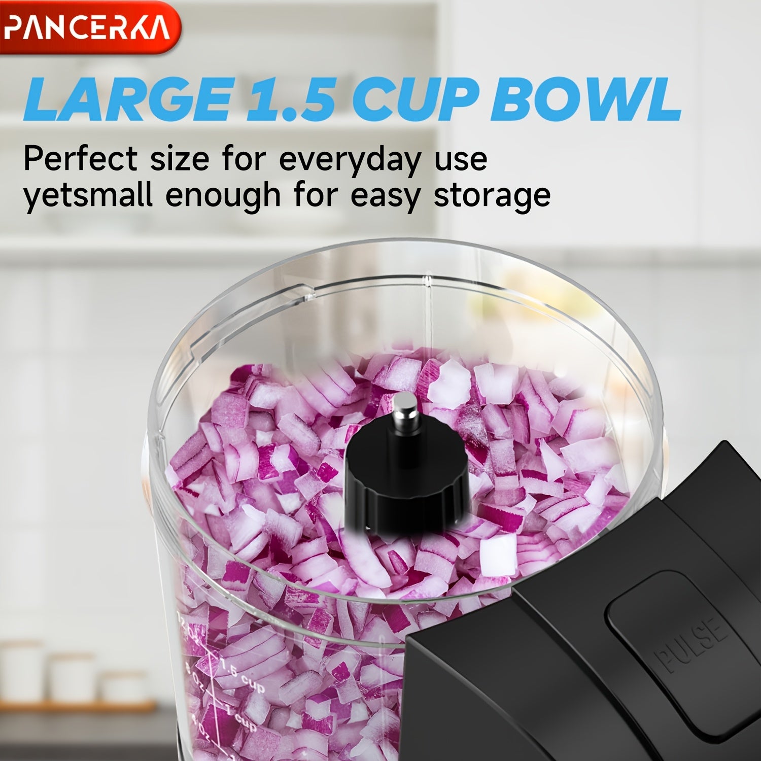 PANCERKA 15 Cup Food Processor OneTouch Electric Meat Grinder  Vegetable Chopper  Stainless Steel Blades